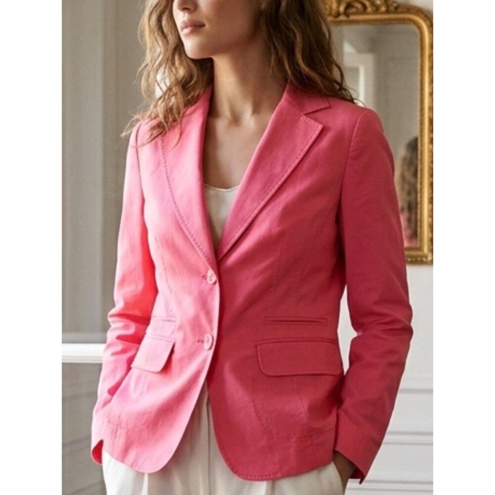 Focus 2000 Coral Women's Linen Blend Blazer Jacket Size 8